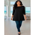 Plus Size Cotton Ultimate Boatneck Tunic with Side Slits image number null