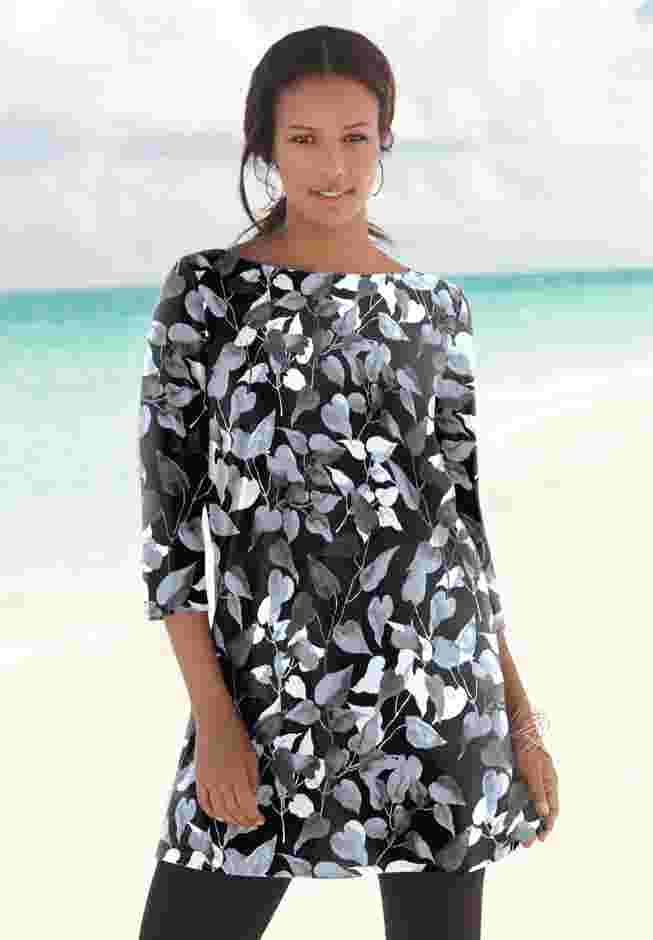 Plus Size Cotton Ultimate Boatneck Tunic with Side Slits image number 7