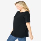 Perfect Cuffed Elbow-Sleeve Boat-Neck Tee image number null