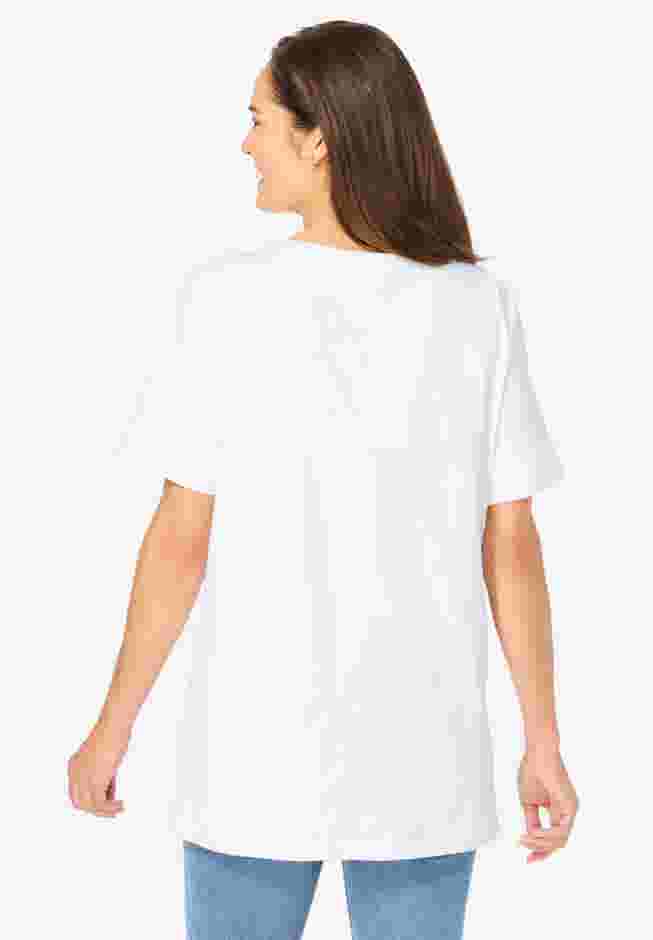 Perfect Cuffed Elbow-Sleeve Boat-Neck Tee image number 1