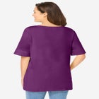 Perfect Cuffed Elbow-Sleeve Boat-Neck Tee image number 1