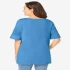 Perfect Cuffed Elbow-Sleeve Boat-Neck Tee image number null