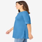 Perfect Cuffed Elbow-Sleeve Boat-Neck Tee image number null