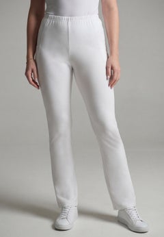Stretch-Cotton Knit Pull-On Bootcut Pocket Leggings