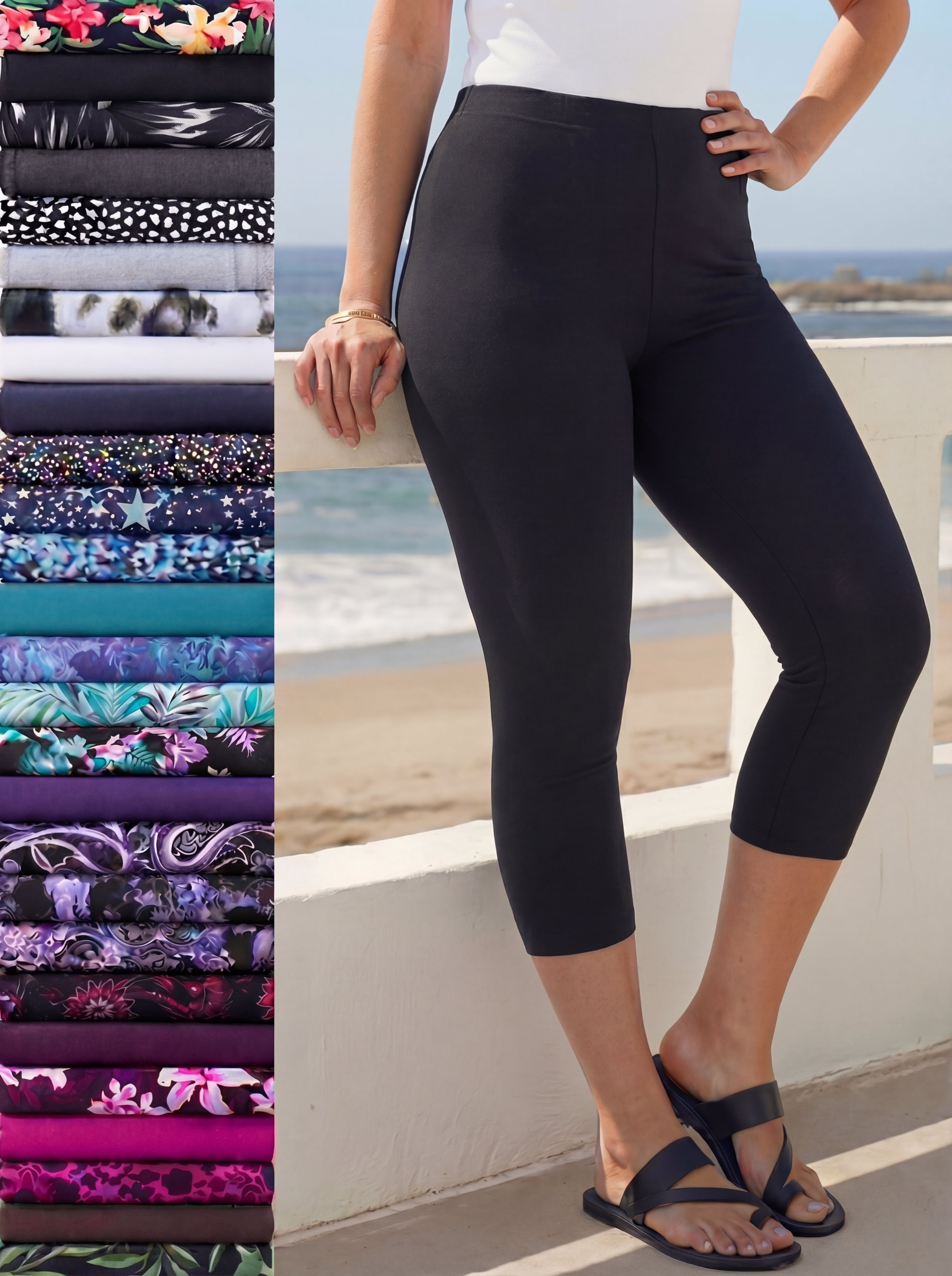 Plus Size Essential Stretch Capri Legging image number 4