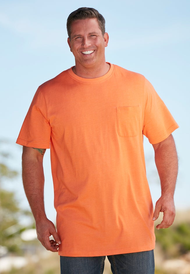 Shrink-Less™ Lightweight Longer-Length Crewneck Pocket T-Shirt image number 4