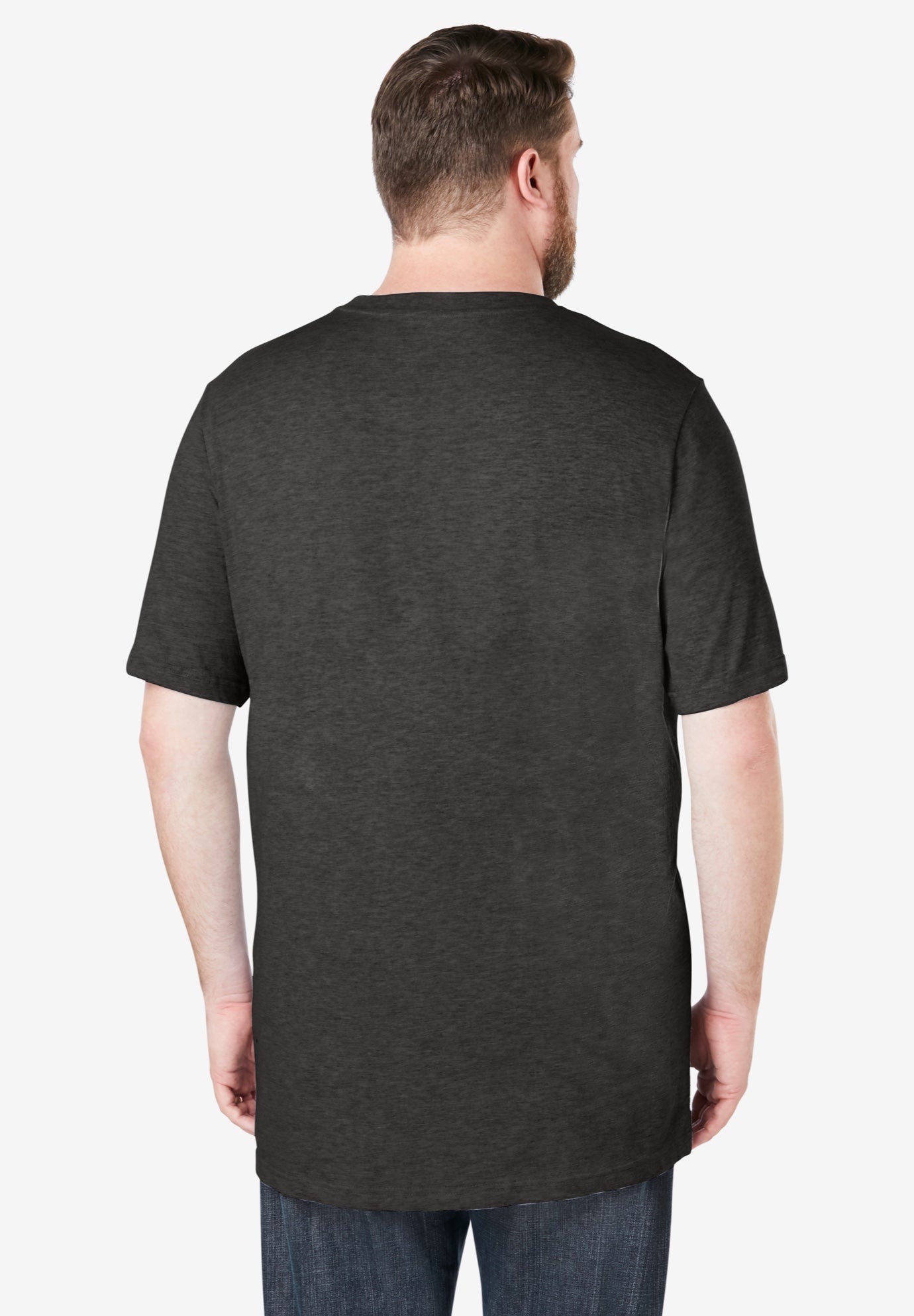 Shrink-Less™ Lightweight Longer-Length Crewneck Pocket T-Shirt image number 1