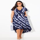 Tie-Dye V-Neck Cover Up Dress image number null