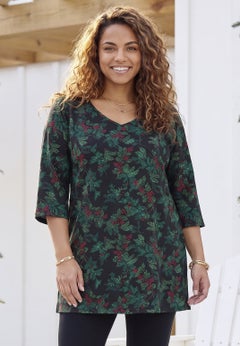 Easy Fit 3/4-Sleeve V-Neck Tunic