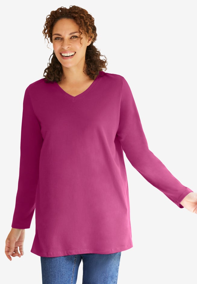 Perfect Long-Sleeve V-Neck Tunic image number 6