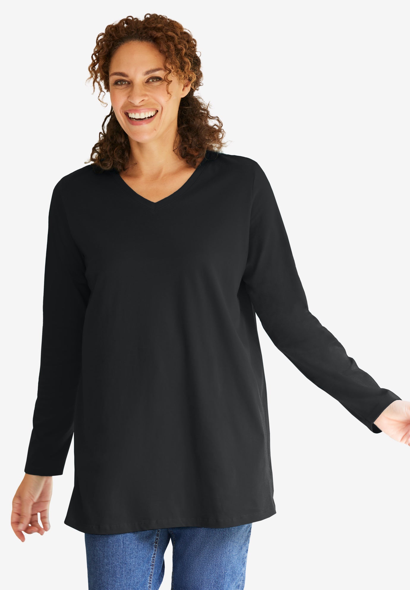 Perfect Long-Sleeve V-Neck Tunic image number 0