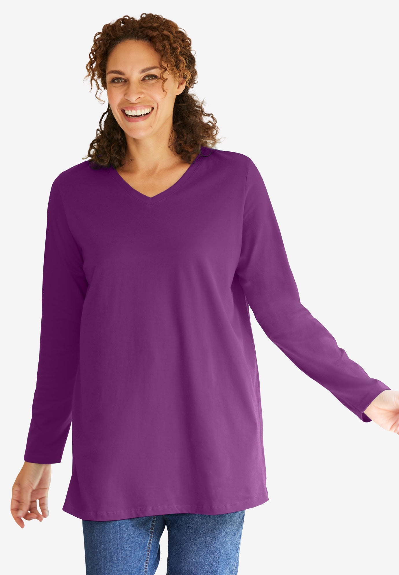 Perfect Long-Sleeve V-Neck Tunic image number 0