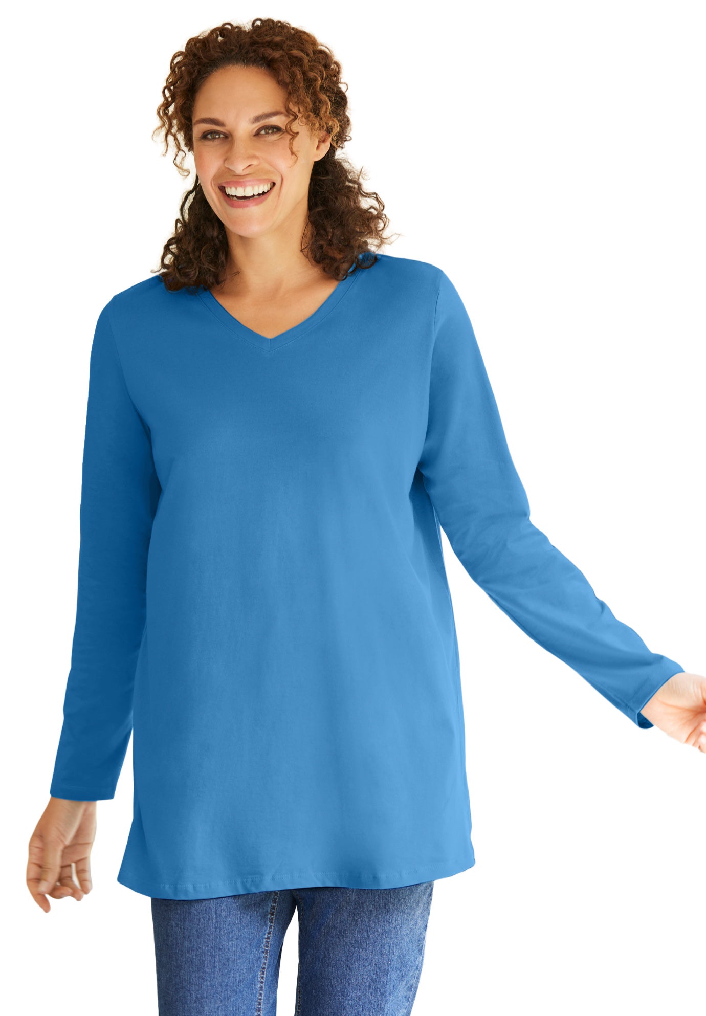 Perfect Long-Sleeve V-Neck Tunic image number 0