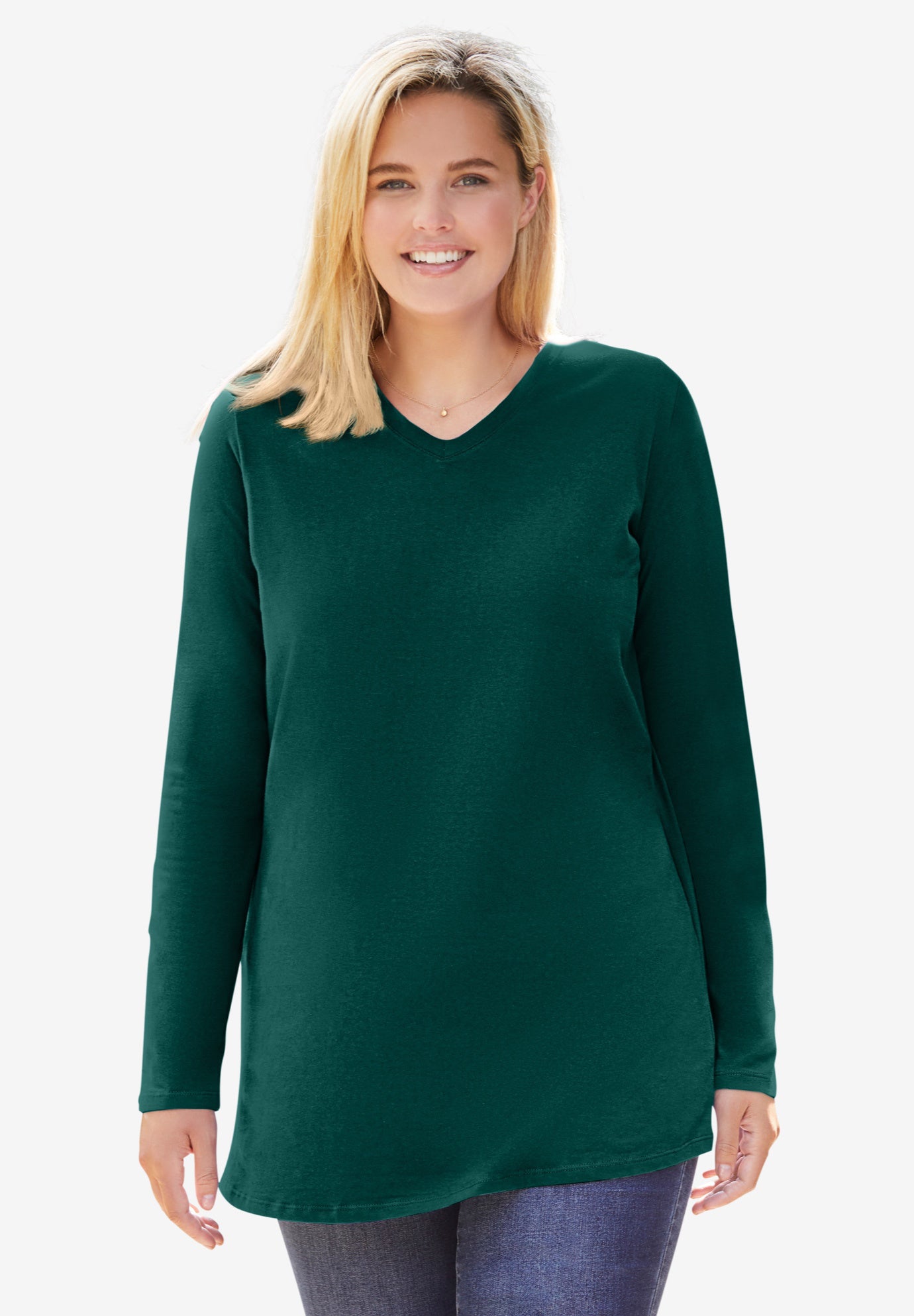 Perfect Long-Sleeve V-Neck Tunic image number 0