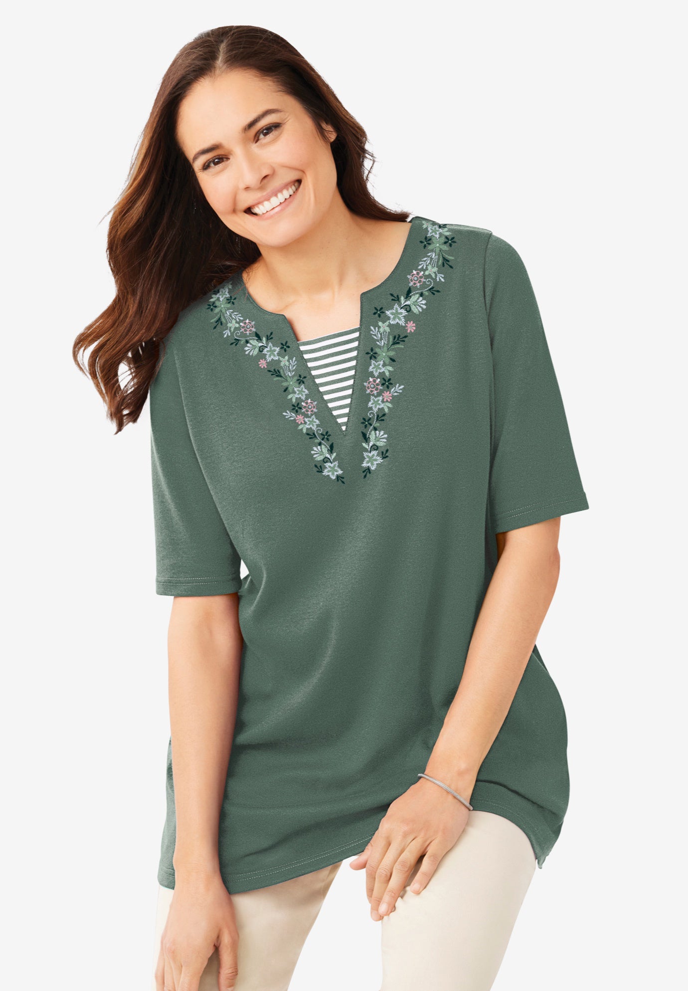 7-Day Embroidered Layered-Look Tunic image number 0