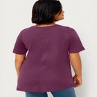 Stretch Knit V-neck Short Sleeve Tunic image number null