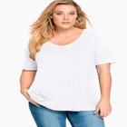 Stretch Jersey Knit A-Line Relaxed V-Neck Short Sleeve Tunic image number 0