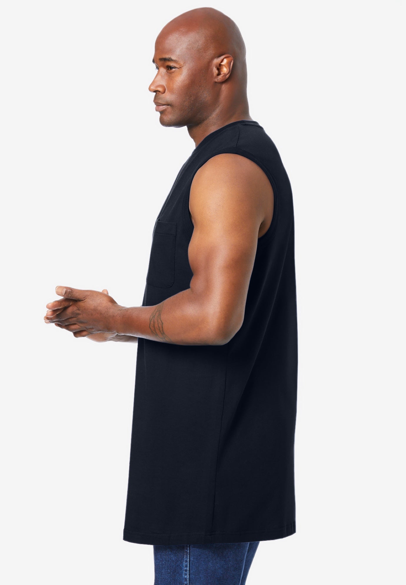 Shrink-Less Longer-Length Lightweight Muscle Pocket Tee image number 2