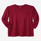 Shrink-Less Lightweight Longer-Length Long-Sleeve Crewneck Pocket Tee image number null