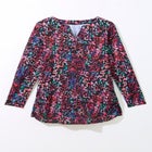 Split-Neck Long Sleeve Swim Tee with Built-In Bra image number null