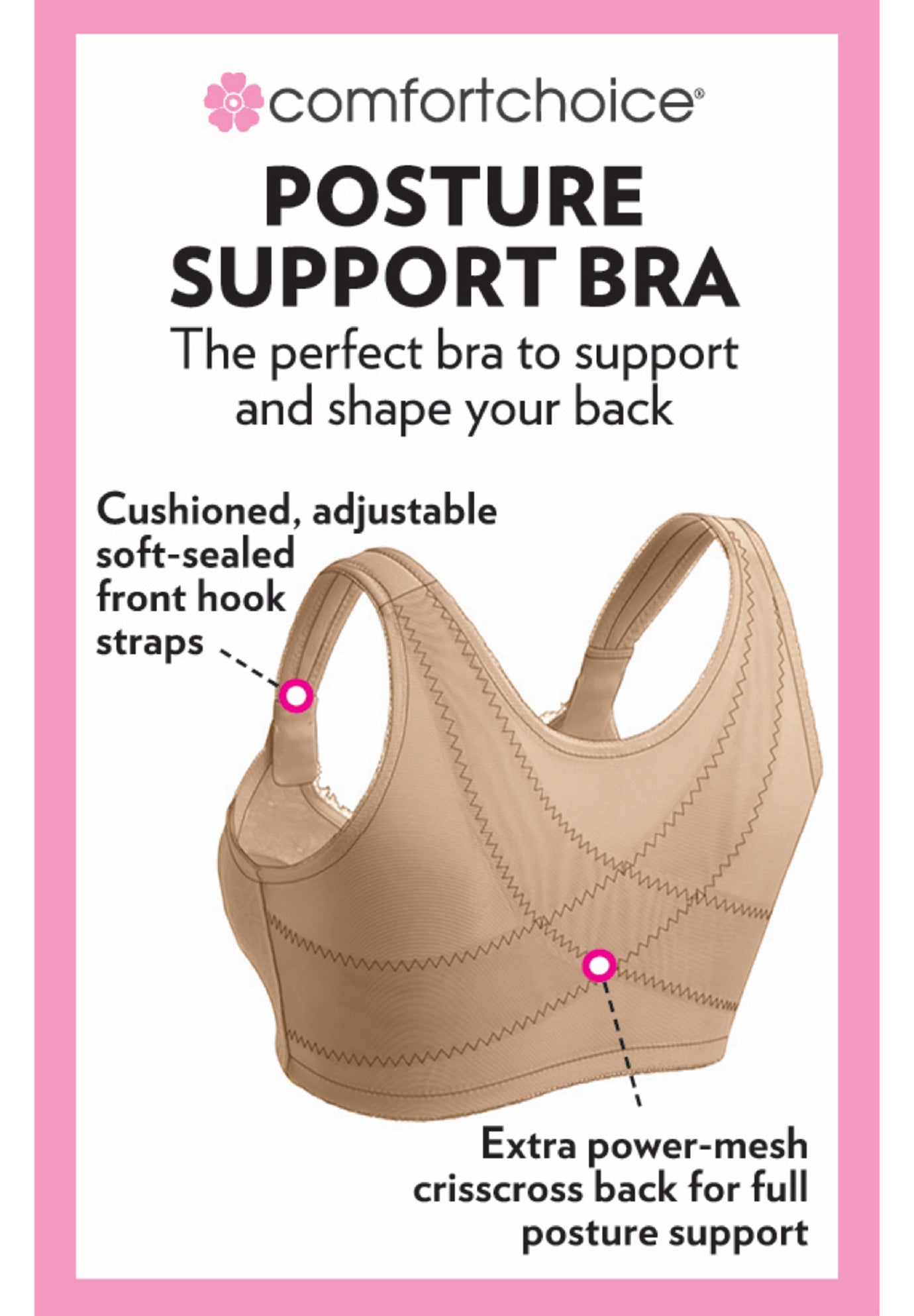 Front Close Wireless Posture Bra image number 4