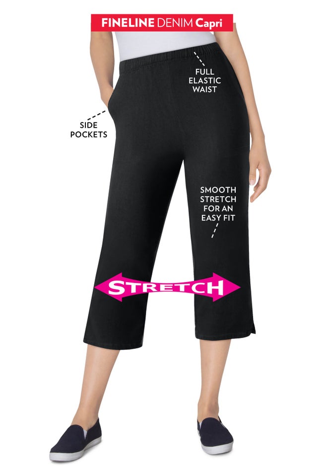 Fineline Stretch Denim Pull-On Capri Jeans image number 2