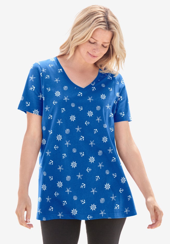 Perfect Printed Short-Sleeve V-Neck Tee image number 7