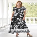 Printed Short-Sleeve Crinkle Maxi Dress image number 0