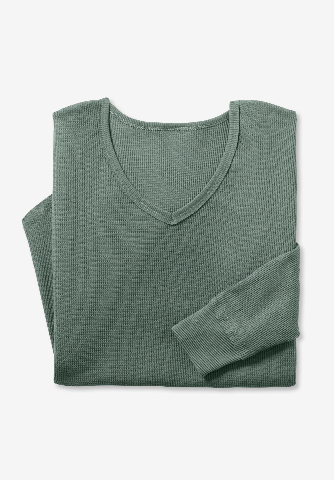 Waffle Thermal V-Neck Tee image number 5