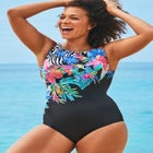 High Neck Tummy Control One Piece Swimsuit image number null