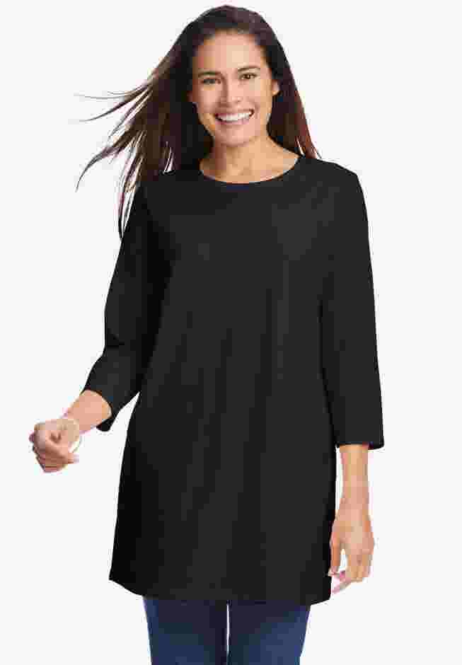 Perfect Three-Quarter Sleeve Crewneck Tunic image number 0