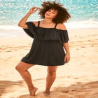Laser-Cut Off-The-Shoulder Swim Dress image number 0