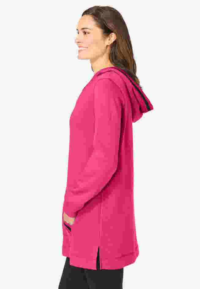 V-NECK HOODIE SWEATSHIRT image number 2