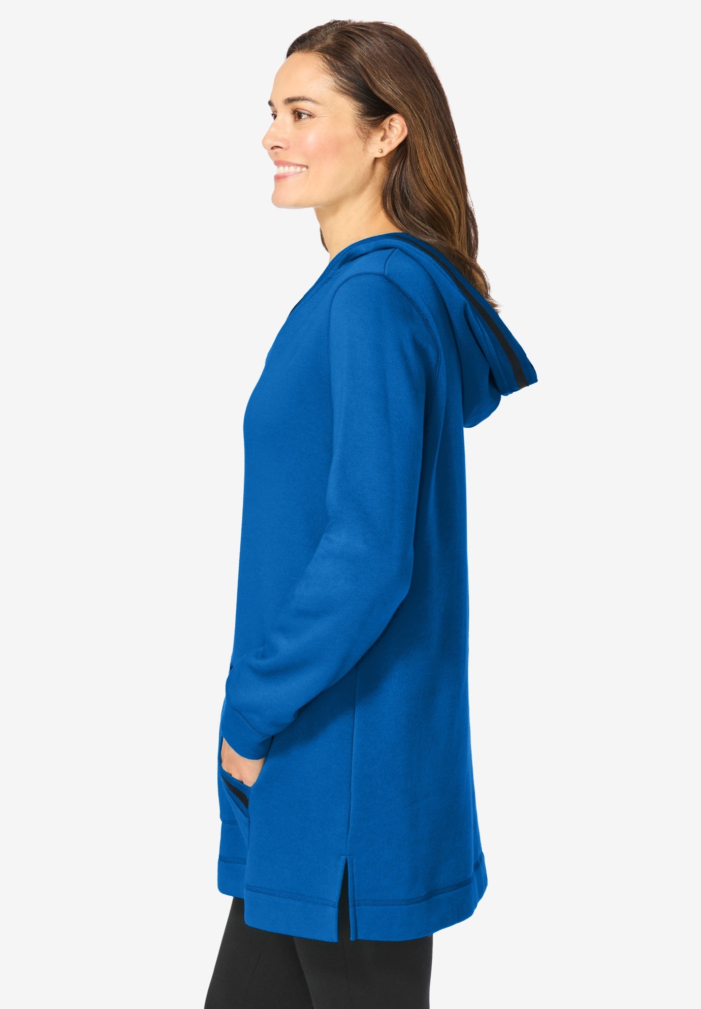 V-NECK HOODIE SWEATSHIRT image number 2