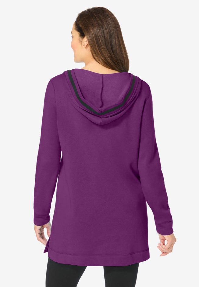 V-NECK HOODIE SWEATSHIRT image number 1