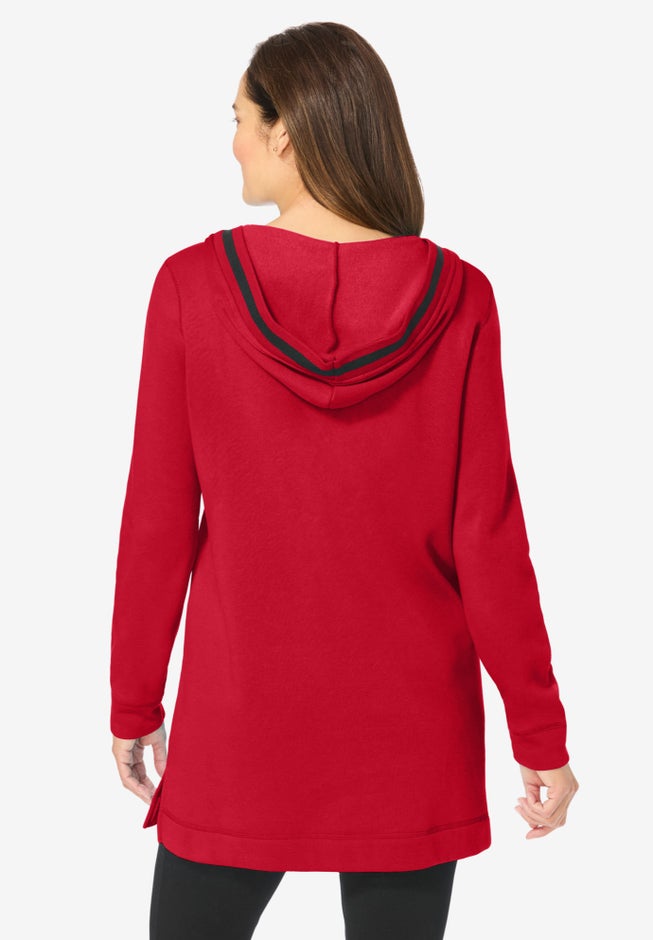 V-NECK HOODIE SWEATSHIRT image number 1