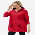 V-NECK HOODIE SWEATSHIRT image number 0