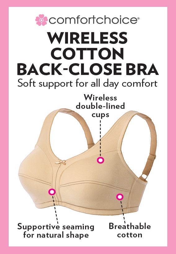 Wireless Back-Close Cotton Bra image number 3
