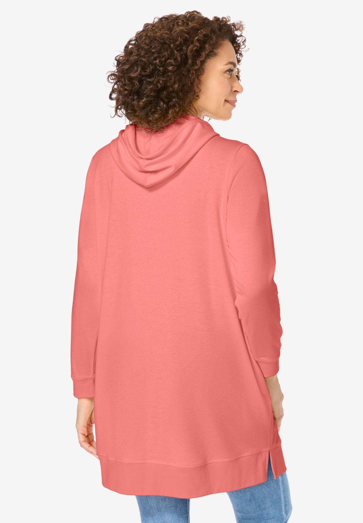Longer-Length Hoodie Sweatshirt. image number 1