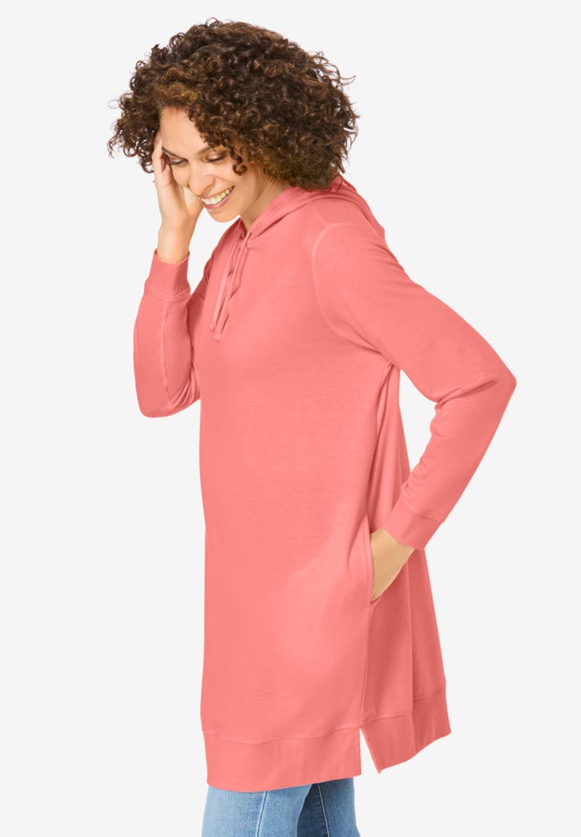 Longer-Length Hoodie Sweatshirt. image number 2