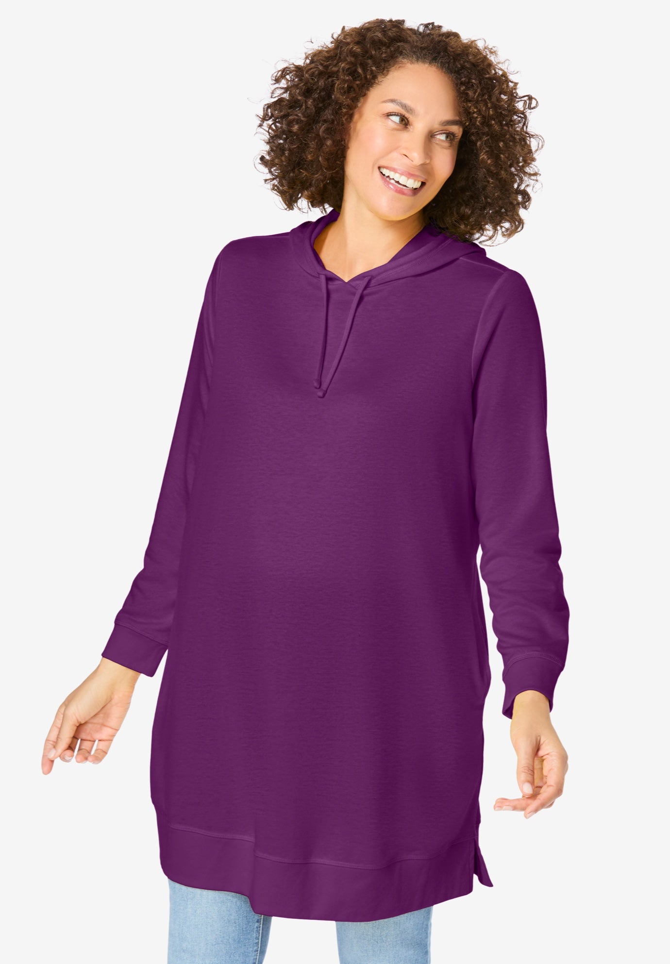 Longer-Length Hoodie Sweatshirt. image number 0