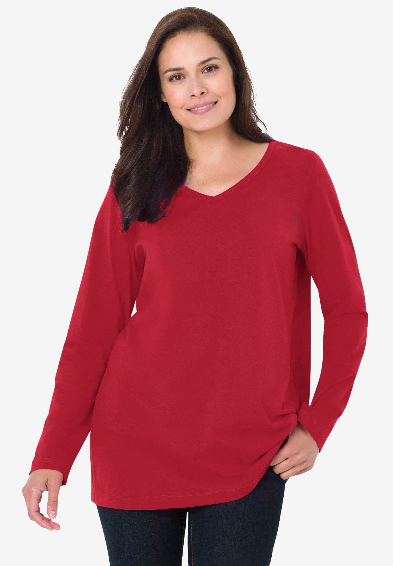 Perfect Printed Long-Sleeve V-Neck Tee image number 4