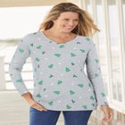 Perfect Printed Long-Sleeve V-Neck Tee image number null