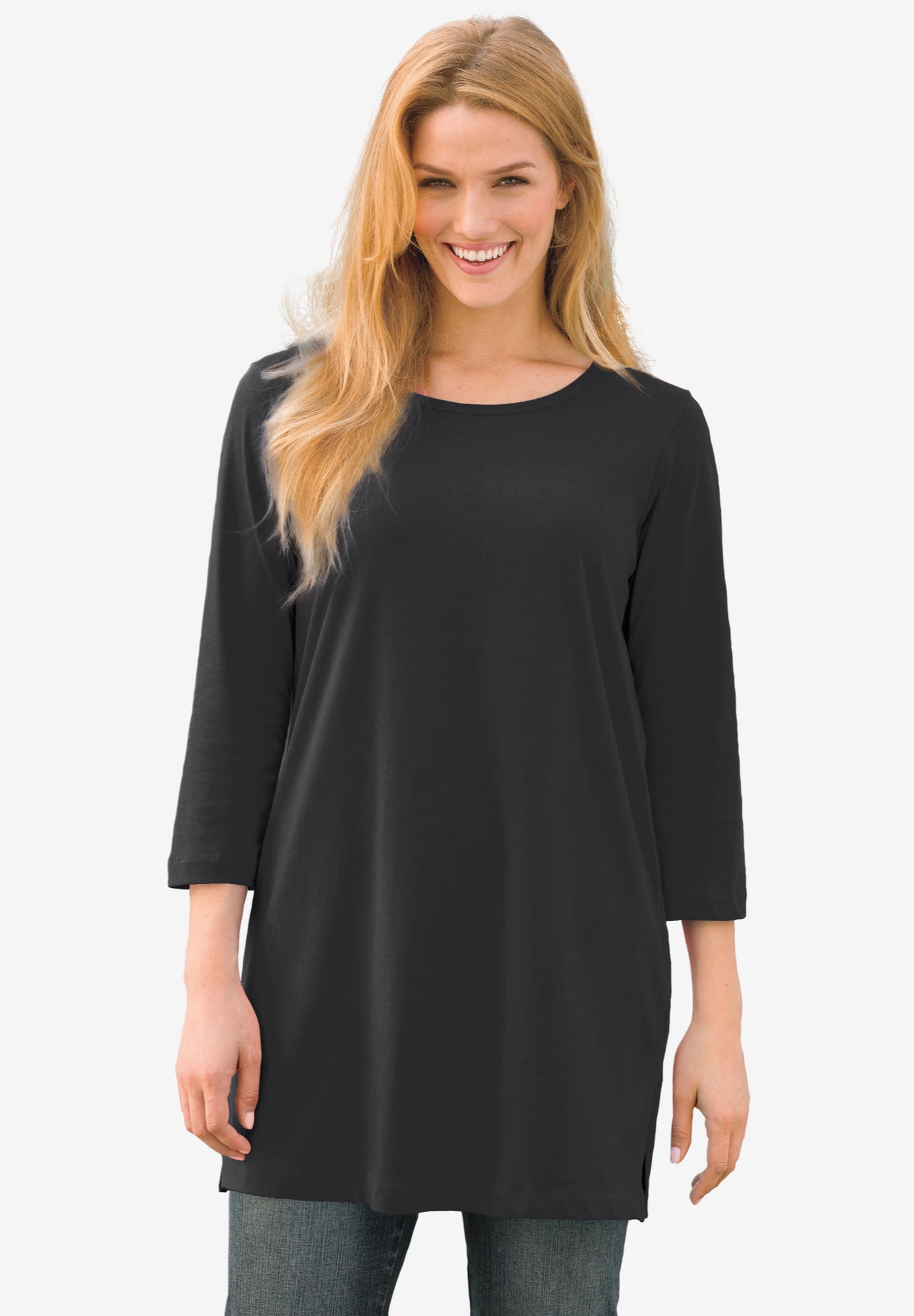 Perfect Three-Quarter-Sleeve Scoopneck Tunic image number 0