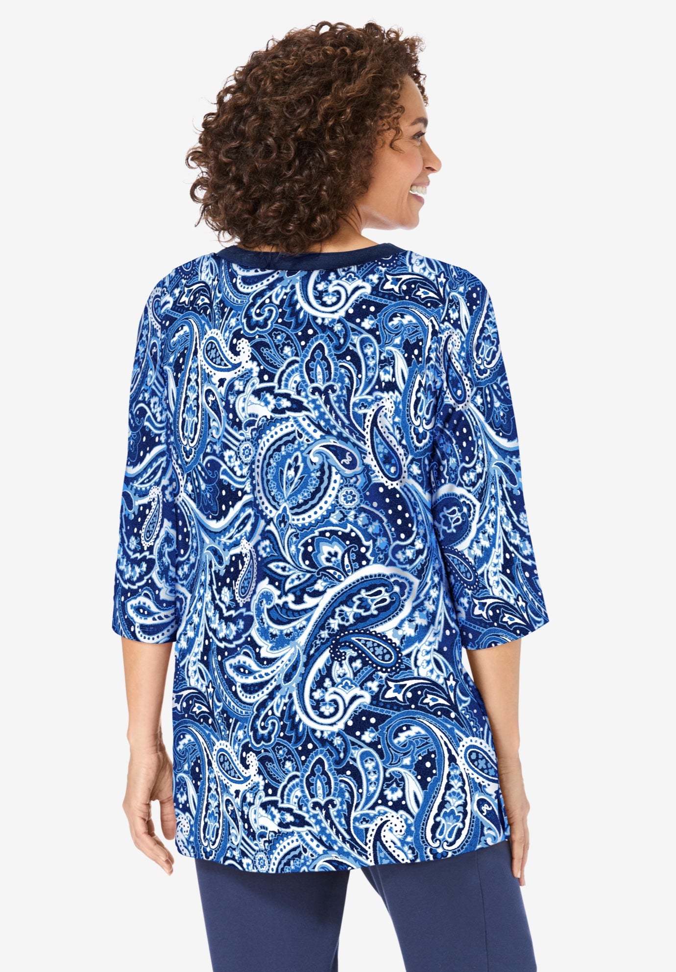 7-Day Three-Quarter Sleeve Grommet Notch Tunic image number 1