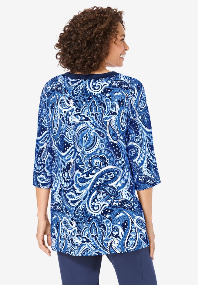 7-Day Three-Quarter Sleeve Grommet Notch Tunic image number 1