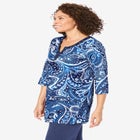 7-Day Three-Quarter Sleeve Grommet Notch Tunic image number null