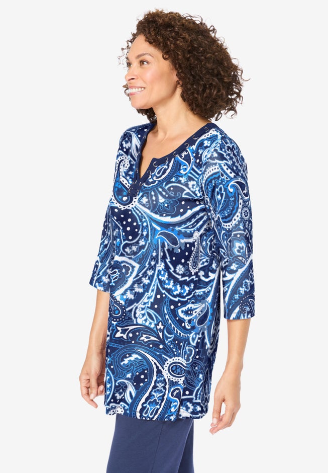 7-Day Three-Quarter Sleeve Grommet Notch Tunic image number 2