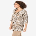 7-Day Three-Quarter Sleeve Grommet Notch Tunic image number null