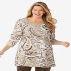 7-Day Three-Quarter Sleeve Grommet Notch Tunic image number null